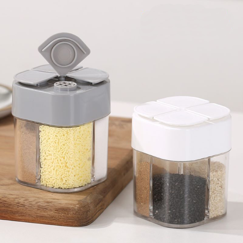 Camping Cooking Container - 4-in-1 transparentes Gewürzspenderglas mit Deckel, Gewürzbehälter